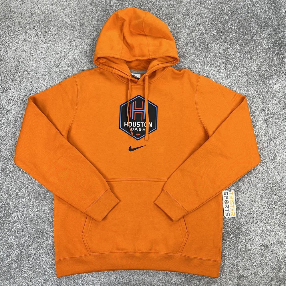 Houston Dash FC Hoodie Mens Medium Orange Soccer Nike Club Fleece Sweatshirt